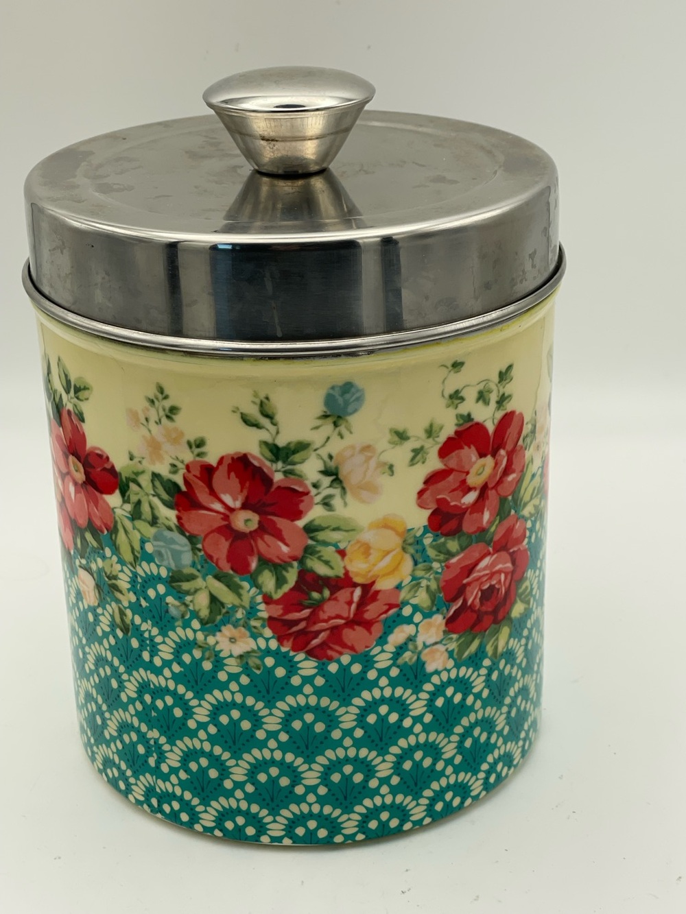The Pioneer Woman Metal Treat Jar/Canister with  Metal Lid